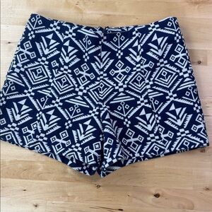 Gianni Bini Shorts Blue Cream All Over Geometric Print Cotton Size S